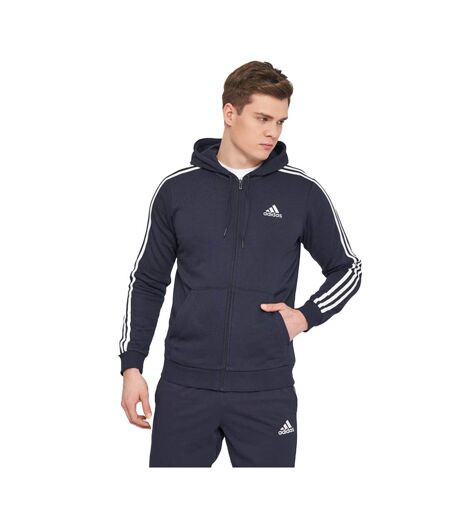 Mens Essentials 3 Stripes Full Zip Hoodie Inkwell Adidas