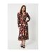Principles Womens/Ladies Floral Ruched Front Midi Dress (Brown/Black) - UTDH6677