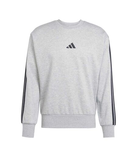 Mens Essentials 3 Stripes Fleece Sweatshirt Medium Grey Adidas
