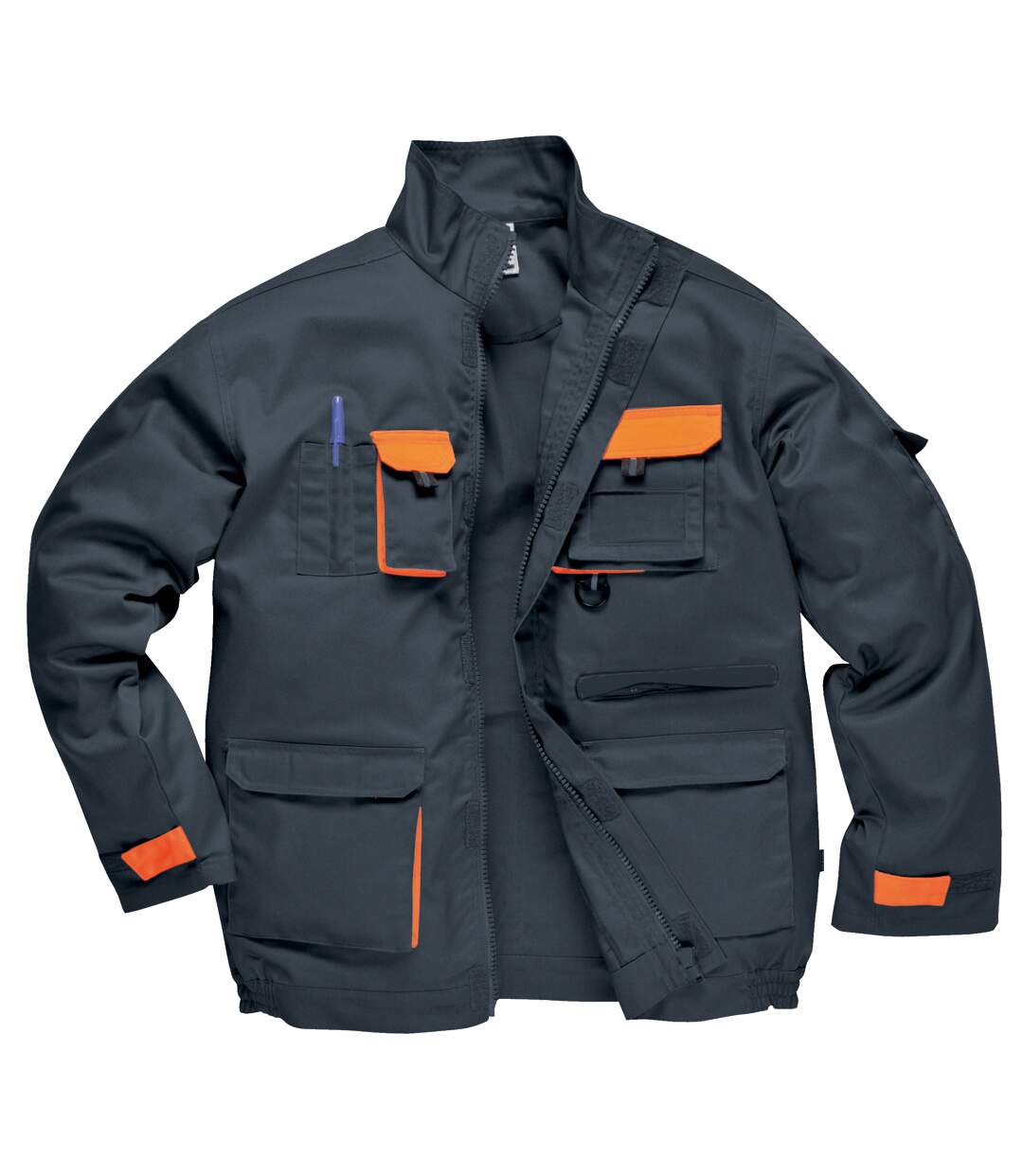 Portwest Mens Contrast Hardwearing Workwear Jacket (TX10) (Grey/Orange) (UTRW1018)-2