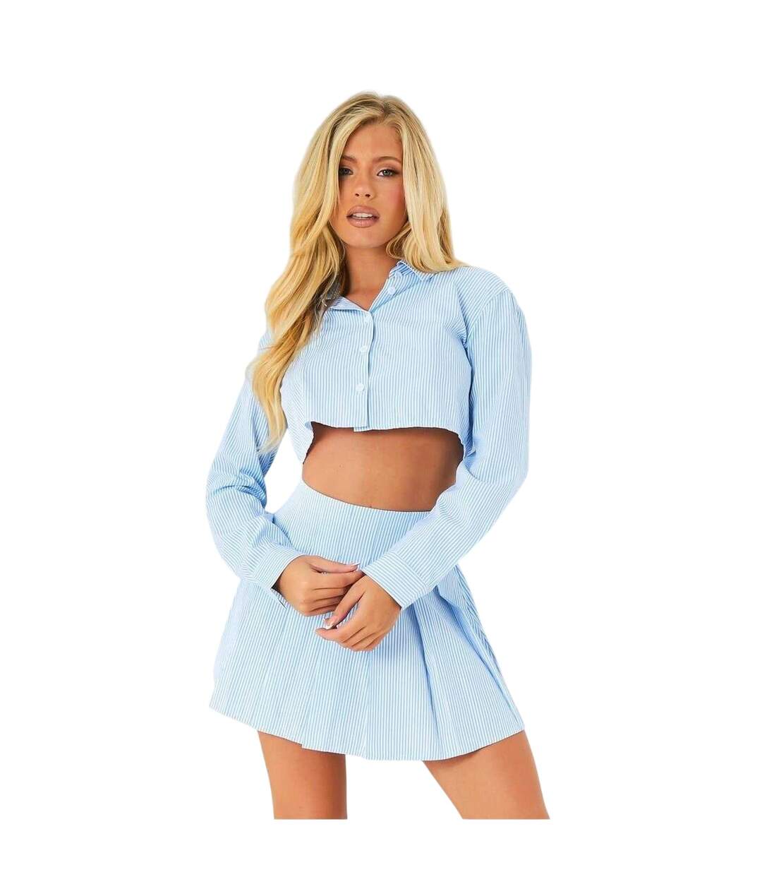 Chemise Manches Longues Motif/style À Rayures Femme Bleu Missy Empire-2