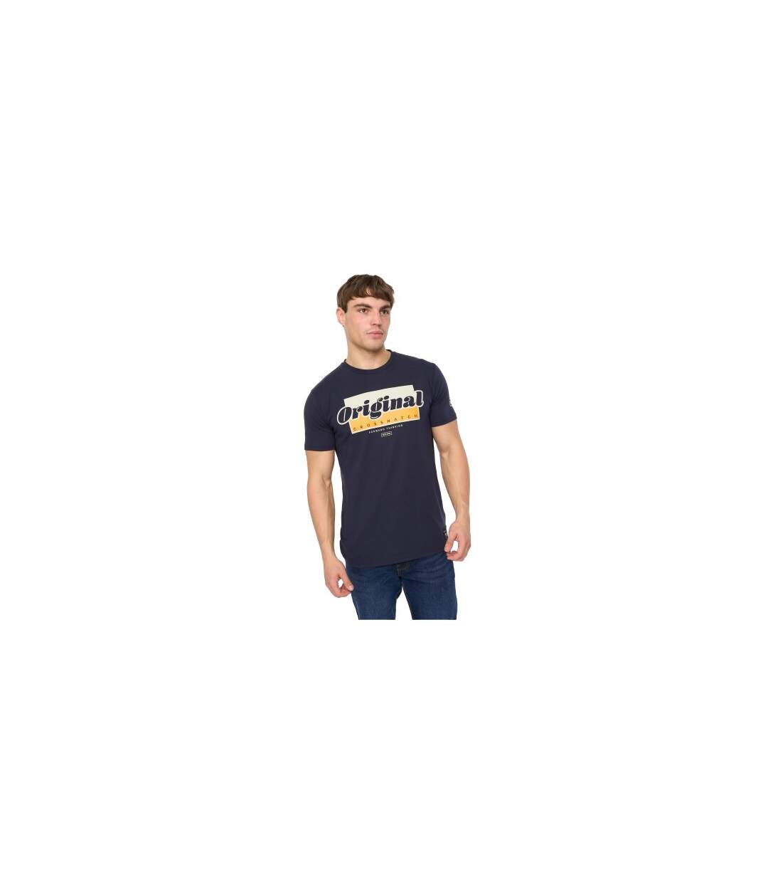 Mens Chevin T-shirt Navy Crosshatch-1