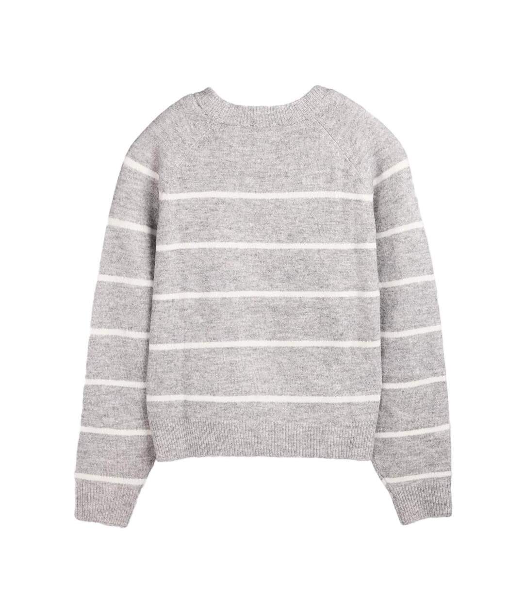 Pull à rayure gris/blanc femme teddy smith plali - l-2