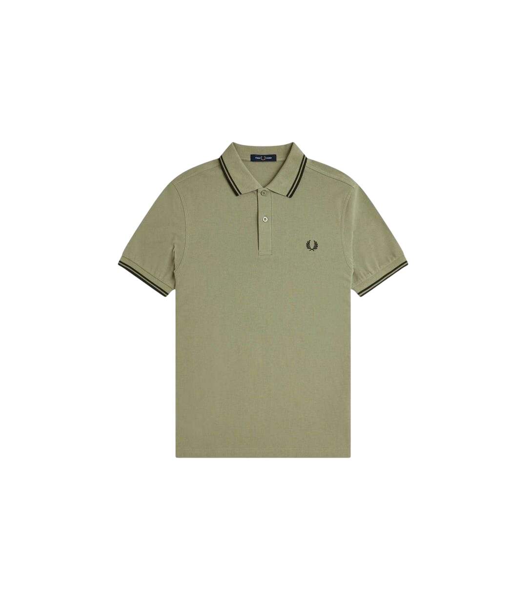 Polo Motif/style Double Pointe Homme Kaki Fred Perry-2