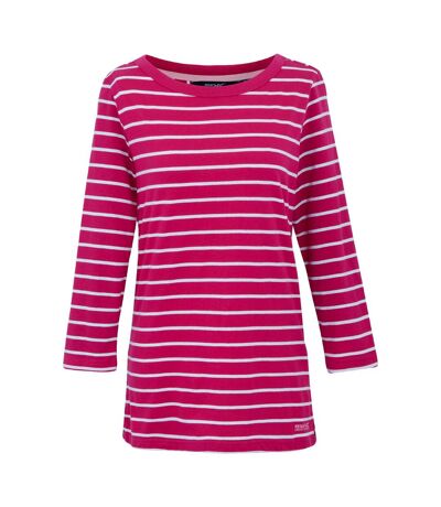 Womens/ladies baylette ii striped t-shirt pink fusion/white Regatta