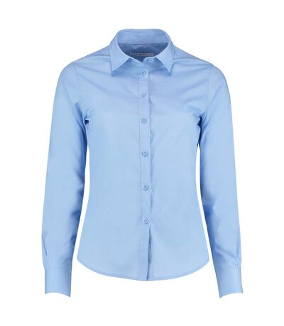 Womens/ladies long sleeve poplin shirt light blue Kustom Kit