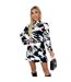 Womens/ladies Brush Stroke Polyester Long-sleeved Skater Dress Black White AX Paris-2