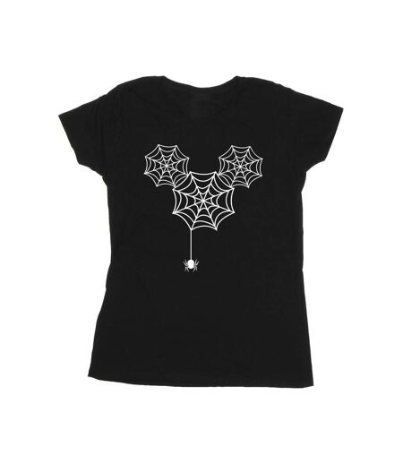 Disney Femme/Les femmes - T-shirt en coton avec tête de toile d'araignée Mickey Mouse (Noir) - UTBI33529