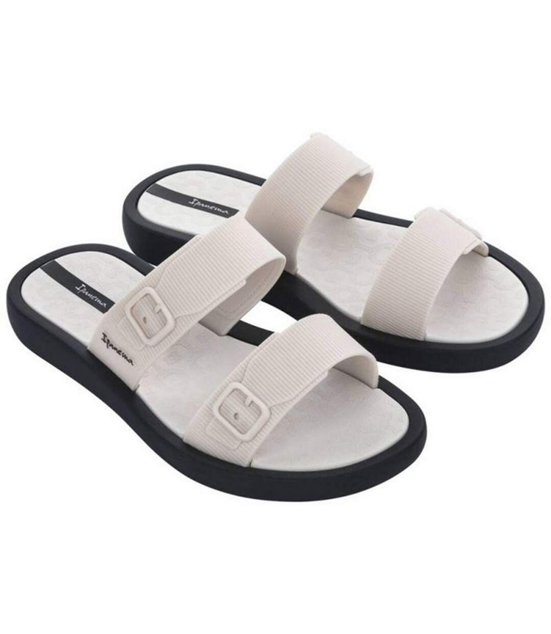Claquettes Nuvea Femme Crème Noir Ipanema-1