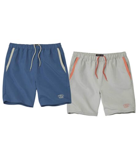 Pack of 2 Men's Microfiber Shorts - Blue Gray