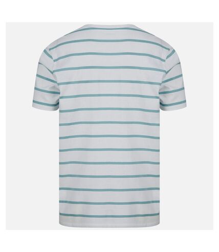 Front Row Unisex Adult Striped T-Shirt (White/Duck Egg Blue)