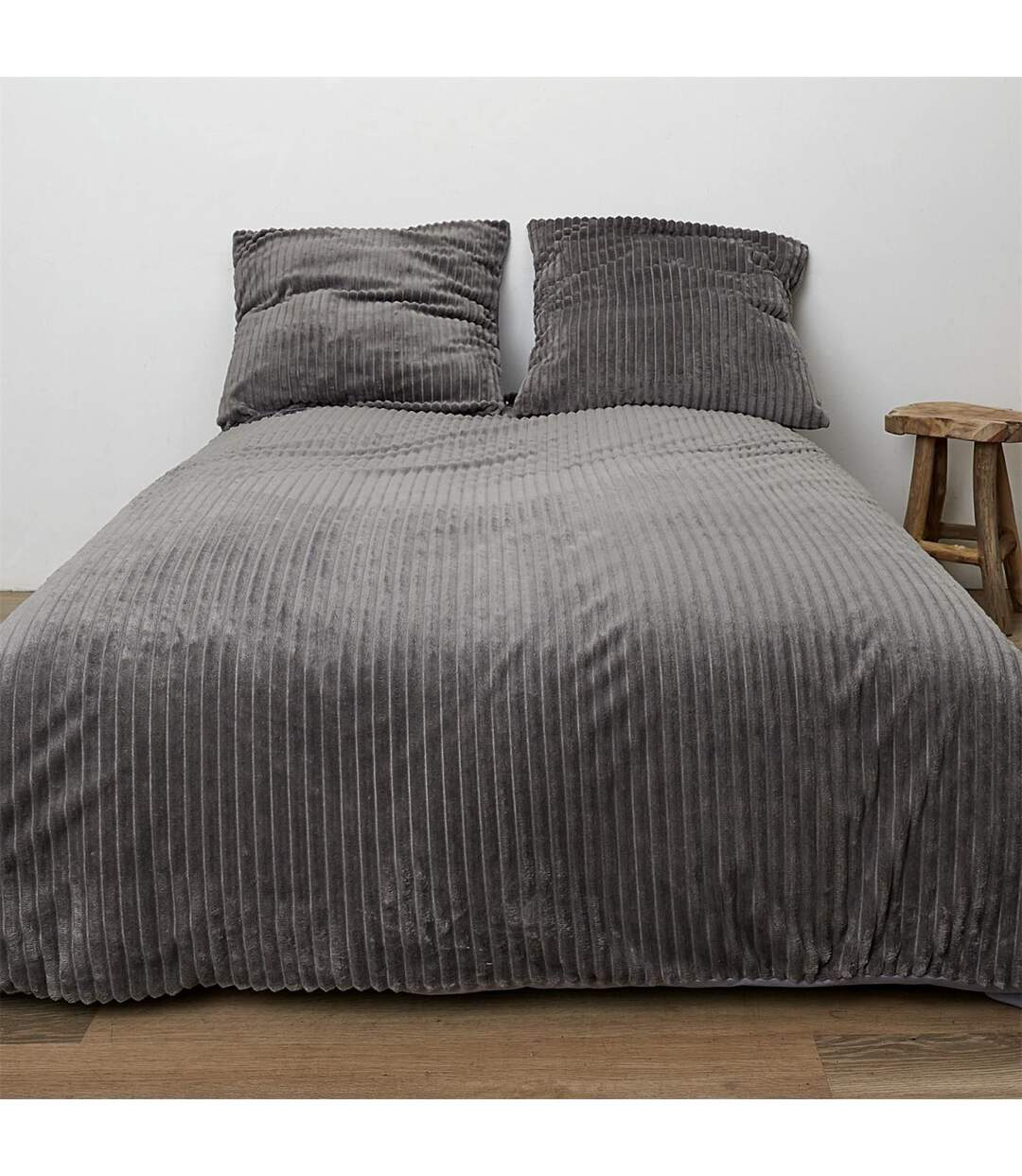 Parure de Lit 3 Pièces Douceur 240x220cm Gris-1