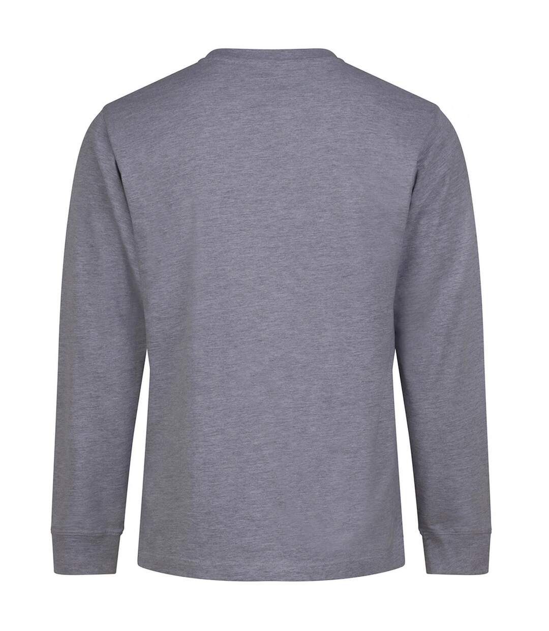 T-shirt Manches Longues Motif/style Uni Adulte Gris Chiné Awdis-2