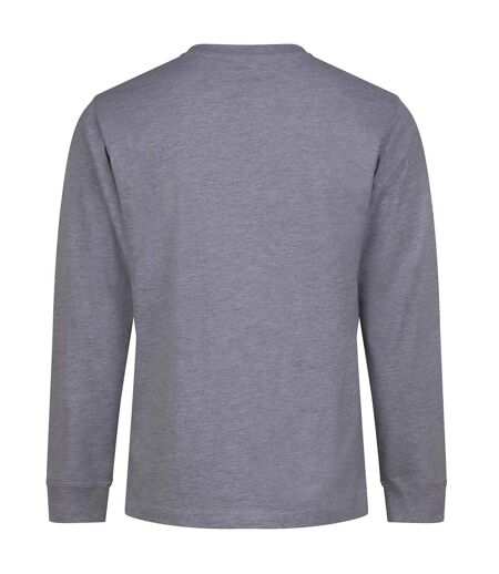 T-shirt Manches Longues Motif/style Uni Adulte Gris Chiné Awdis