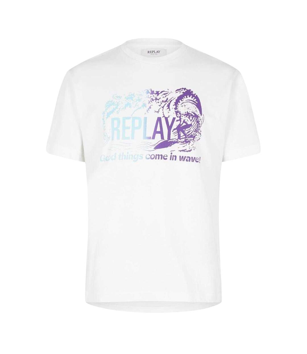 T-shirt Motif/style Vagues Homme Blanc Replay-1
