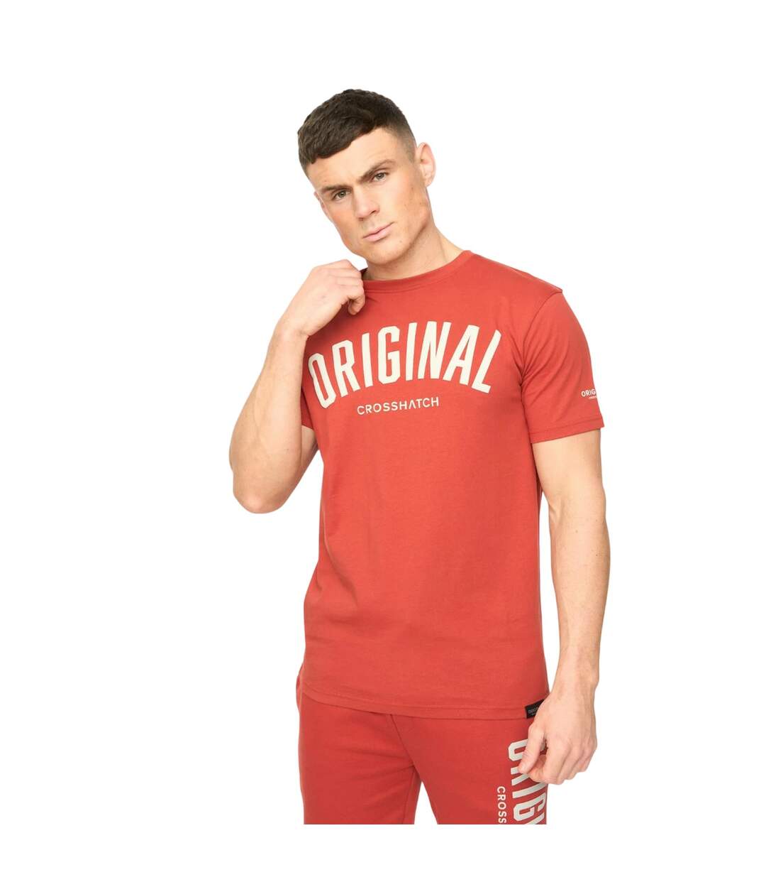 Mens Kensby T-shirt Red Crosshatch-2