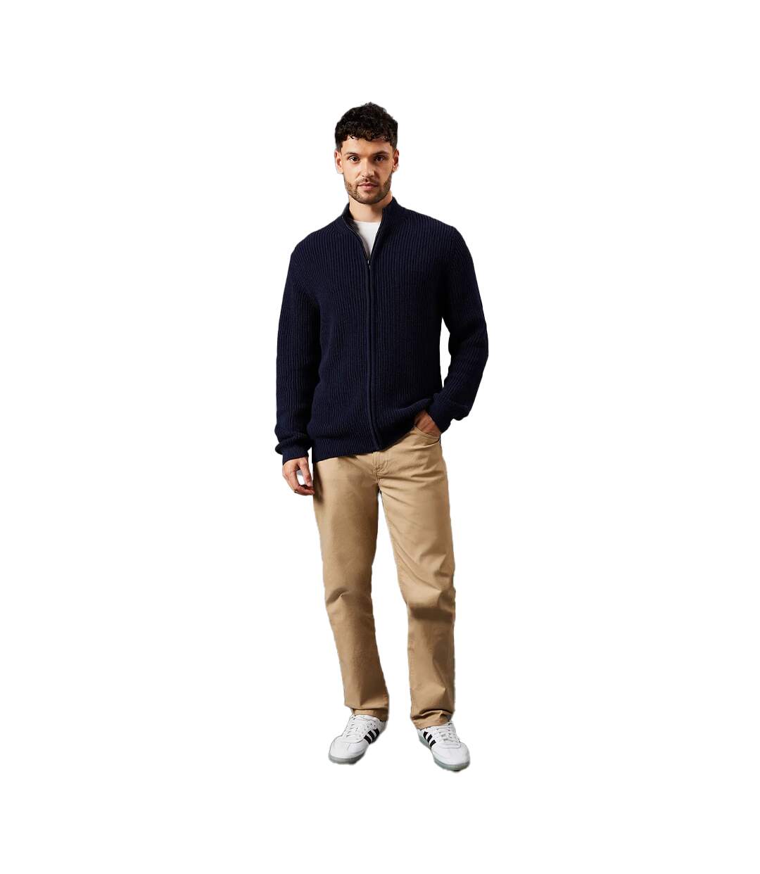 Mens ribbed full zip jacket navy Burton-3
