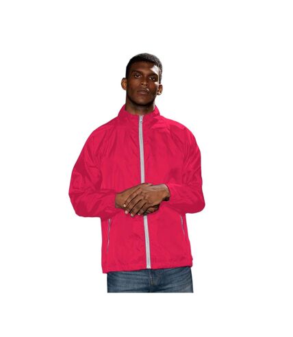 2786 Mens Contrast Lightweight Windcheater Shower Proof Jacket (Hot Pink/ White)