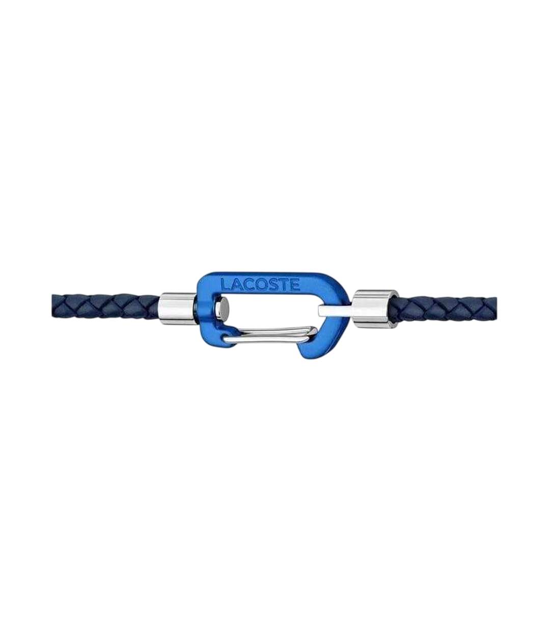 Mens Matt Leather Double Braided Bracelet One Size Black Lacoste-2