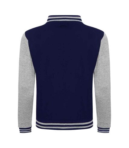 Unisex varsity jacket oxford navy/heather grey Awdis