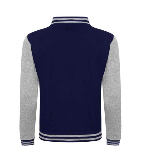 Unisex varsity jacket oxford navy/heather grey Awdis