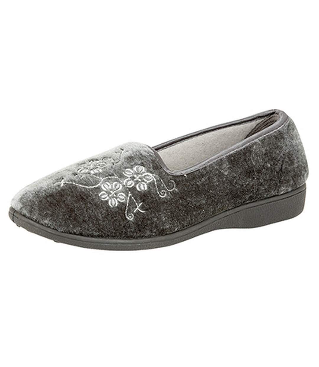 Zedzzz Womens/Ladies Jenny Embroidered Slippers (Grey) - UTDF1318