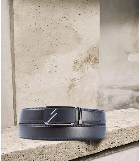 Ceinture en cuir noir pour homme avec boucle automatique réglable