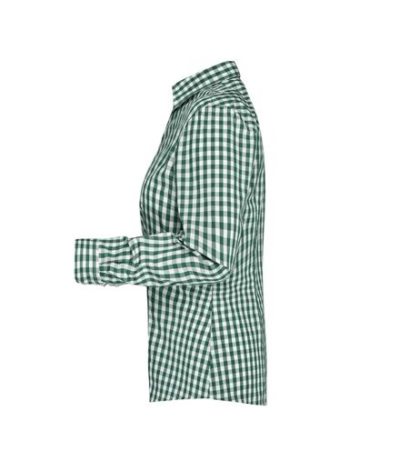 Blouse Motif/style À Carreaux Femme Vert Forêt Blanc James And Nicholson