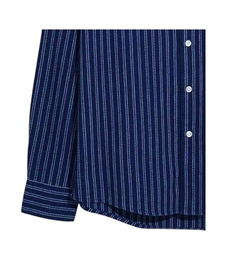Mens Bryan Striped Long-sleeved Shirt True Navy Farah