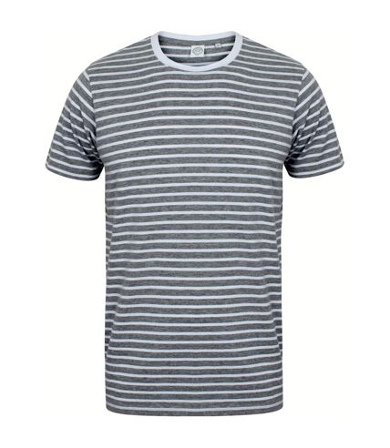 Skinni Fit Unisex Striped Short Sleeve T-Shirt (Heather Gray/White)