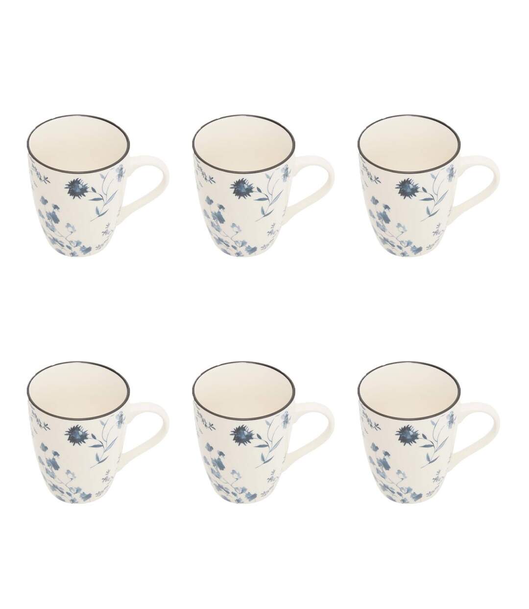 Lot de 6 Mugs en Porcelaine Umami Fleur 31cl Bleu-1