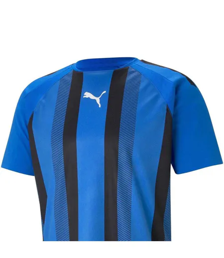 Mens Team Liga Striped T-shirt Blue Black White Puma