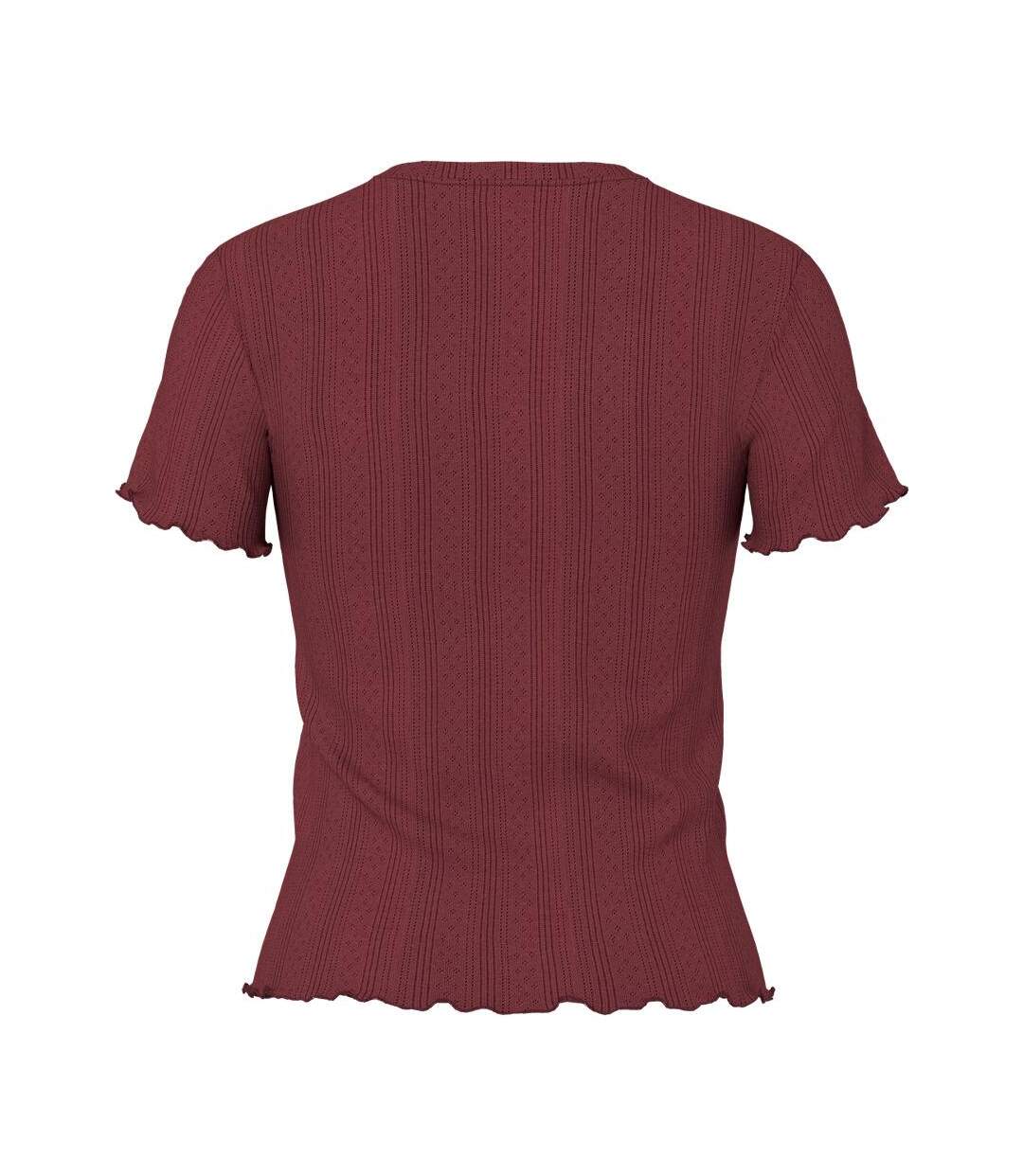 T-Shirt bordeaux femme pieces marie-3