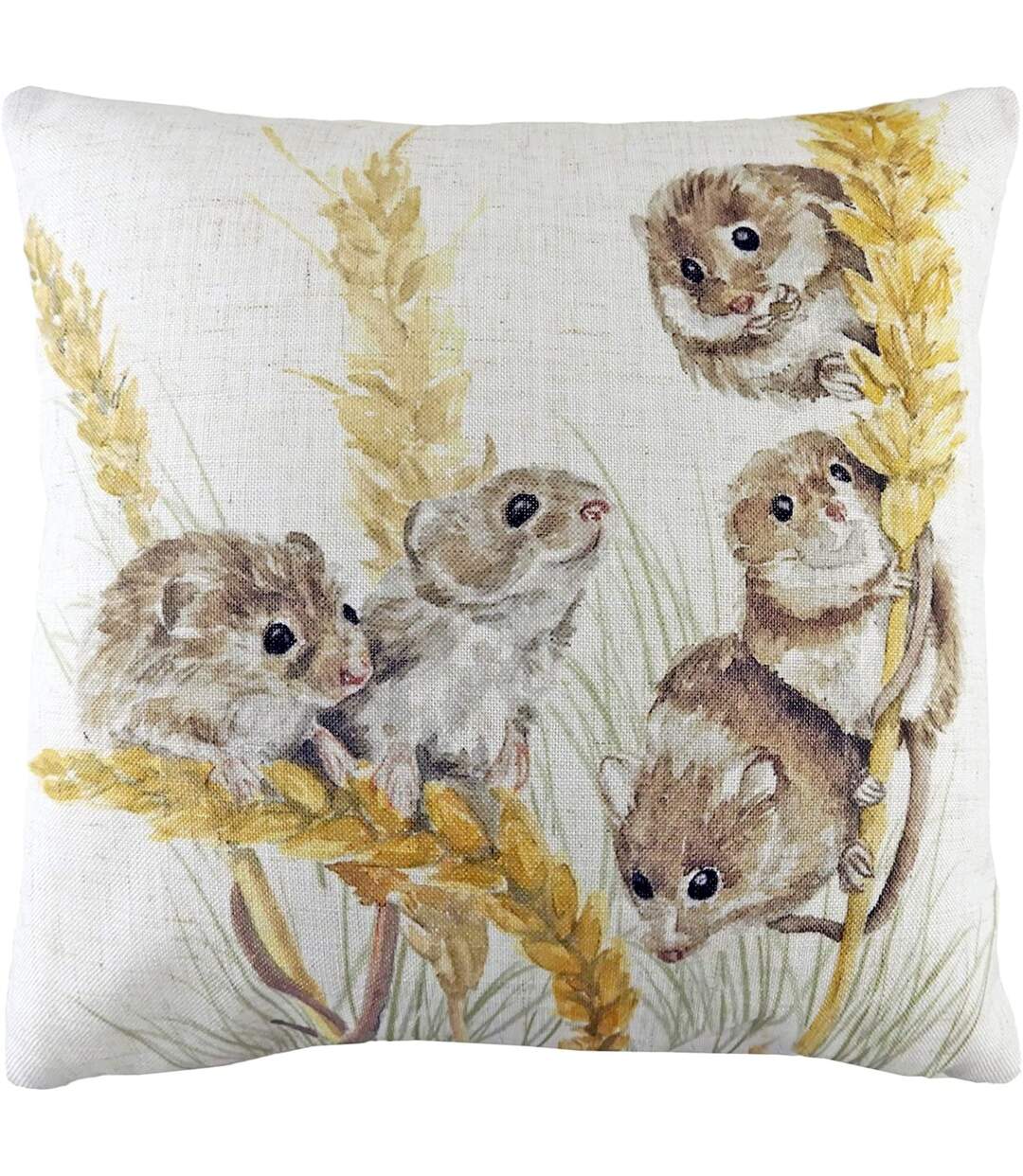Woodland field mouse cushion cover one size brown/yellow/off white Evans Lichfield-1