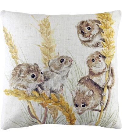 Woodland field mouse cushion cover one size brown/yellow/off white Evans Lichfield