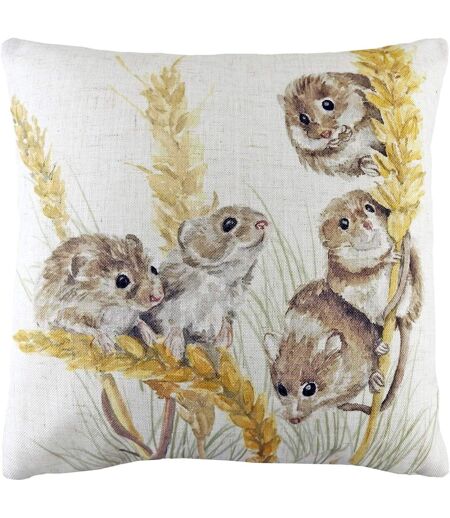 Woodland field mouse cushion cover one size brown/yellow/off white Evans Lichfield