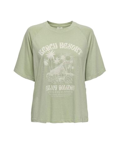 T-shirt vert/beige femme jdy smoke - l