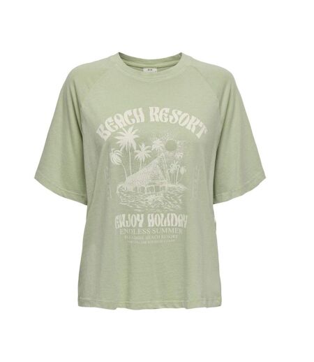 T-shirt vert/beige femme jdy smoke - l