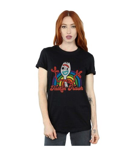 Disney Womens/Ladies Toy Story 4 Forky Talkin' Trash Cotton Boyfriend T-Shirt (Noir) - UTBI49231