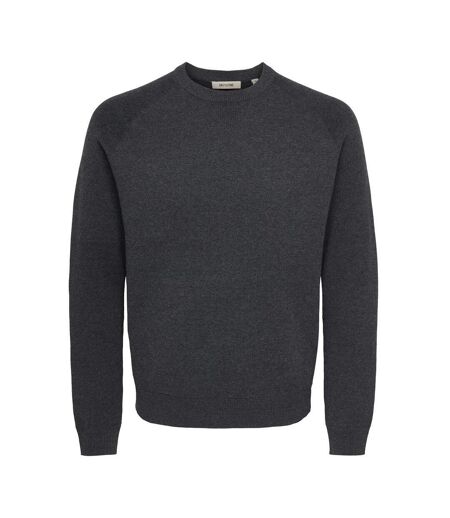 Pull gris foncé chiné homme only & sons crew knit