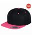 Lot de 2  casquettes ajustables classiques homme noir/rose néon Yupoong