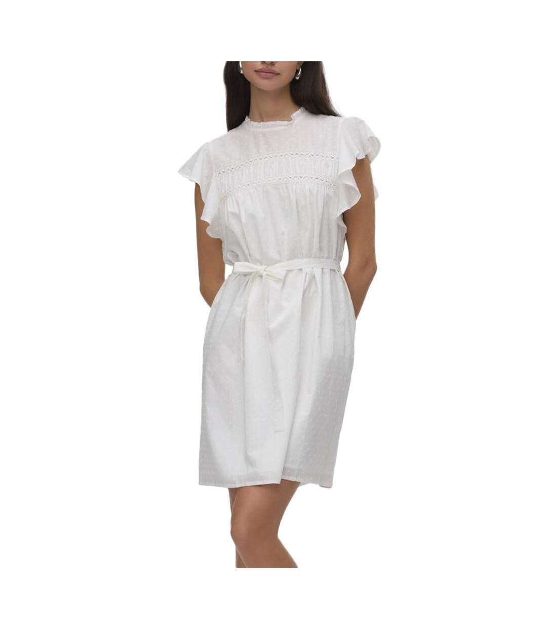 Robe blanche femme vero moda trine-1