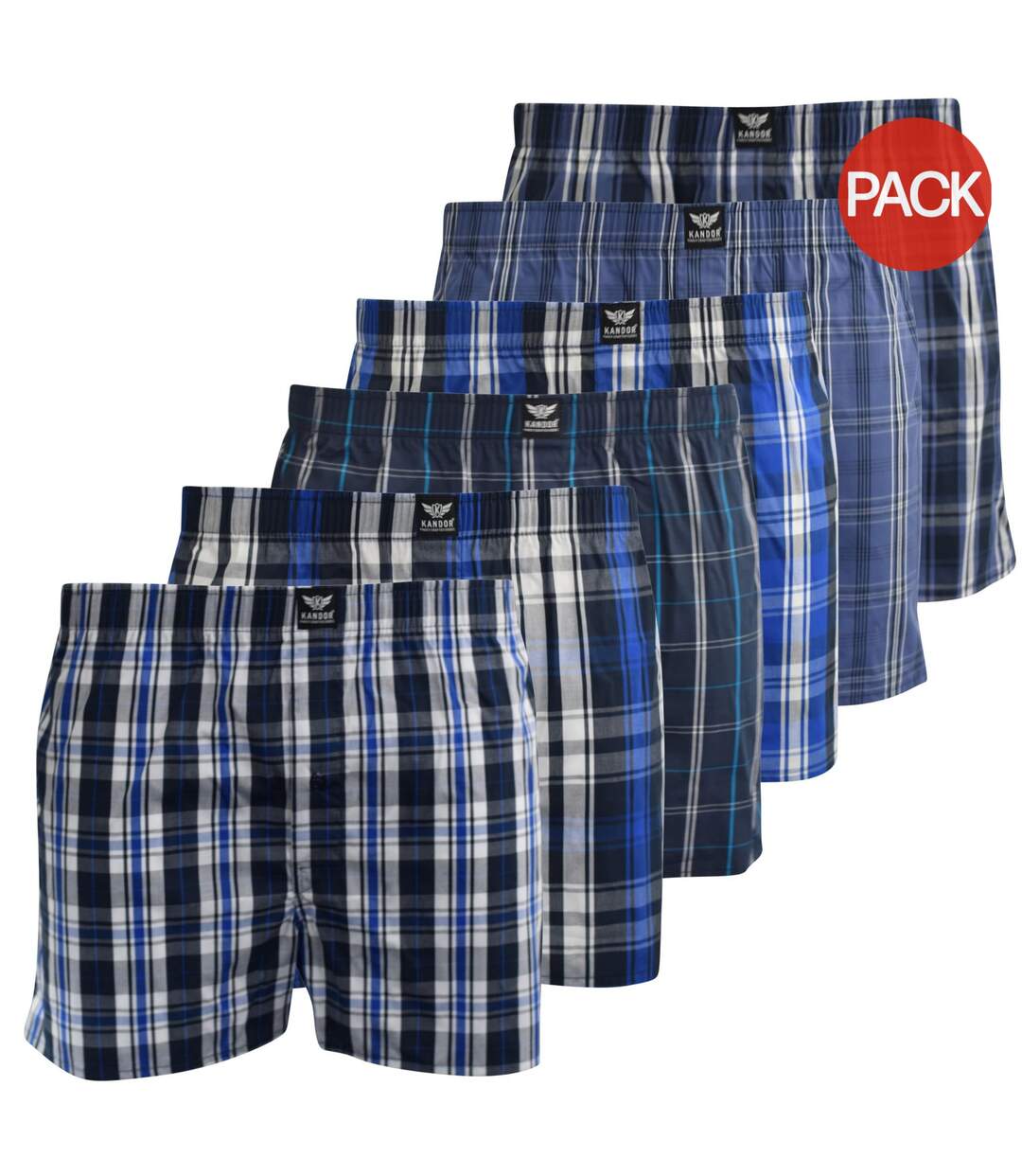 Pack of 6  Mens daxhe checked woven boxer shorts  blue Kandor