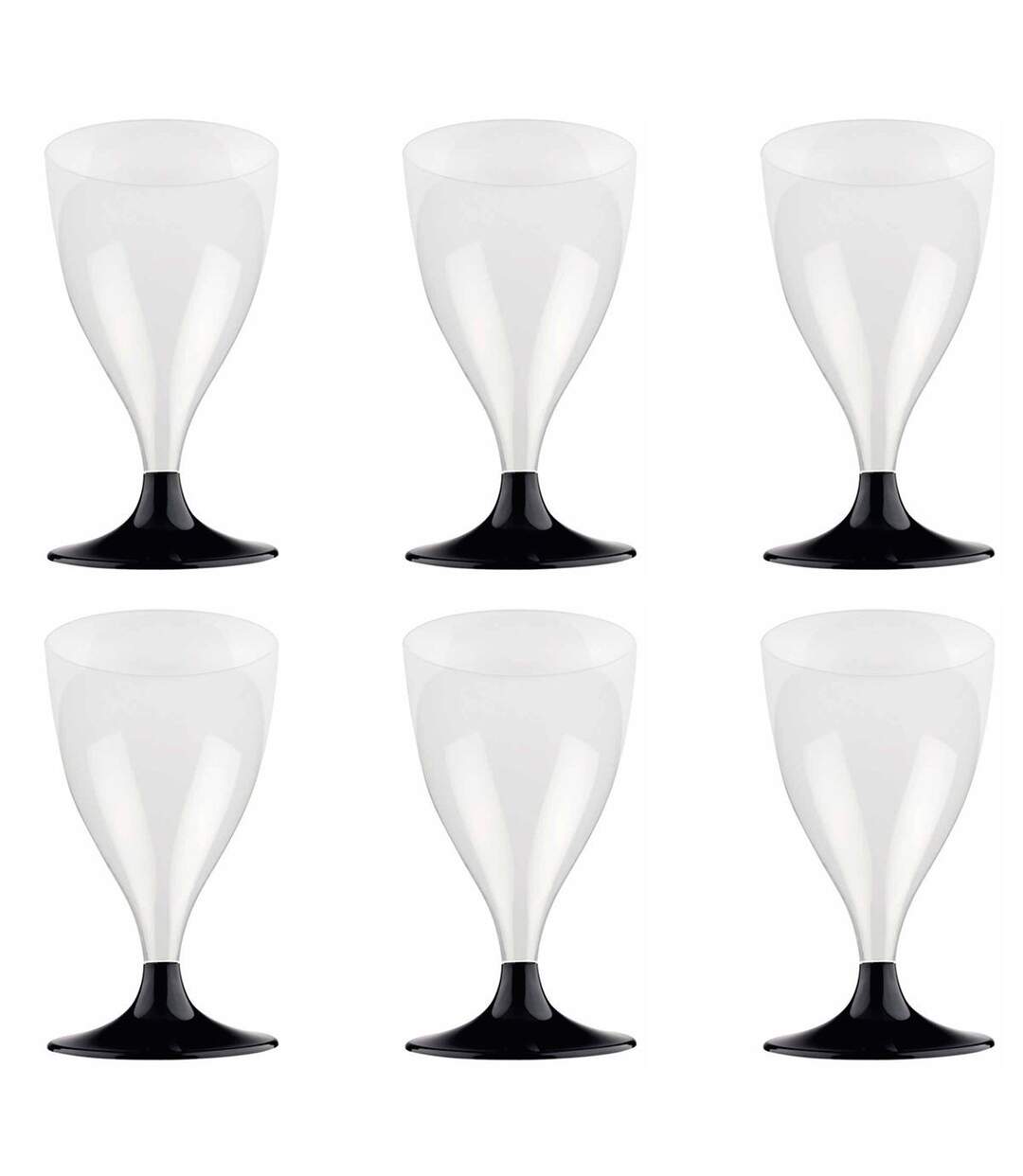 Lot de 6 Verres à Vin Réutilisable Plastique 18cl Noir-1