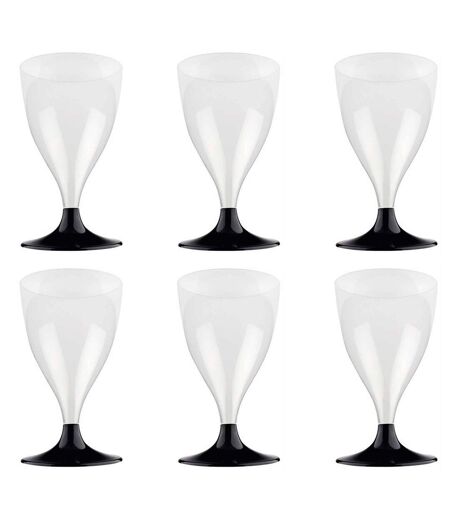 Lot de 6 Verres à Vin Réutilisable Plastique 18cl Noir