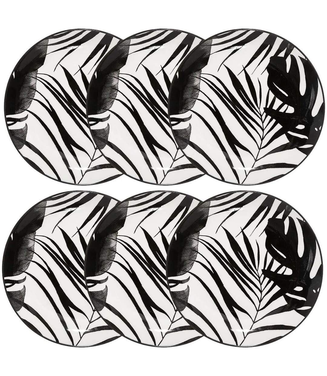 Lot de 6 Assiettes à Dessert Palme 19cm Noir-1