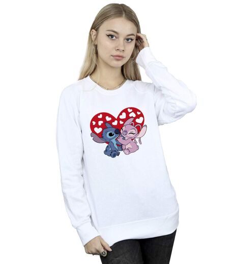 Disney Sweat Womens/Ladies Lilo & Stitch Hearts (Blanc) - UTBI22715