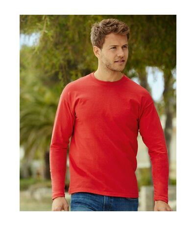 Fruit Of The Loom Mens Valueweight Crew Neck Long Sleeve T-Shirt (Red) - UTBC331