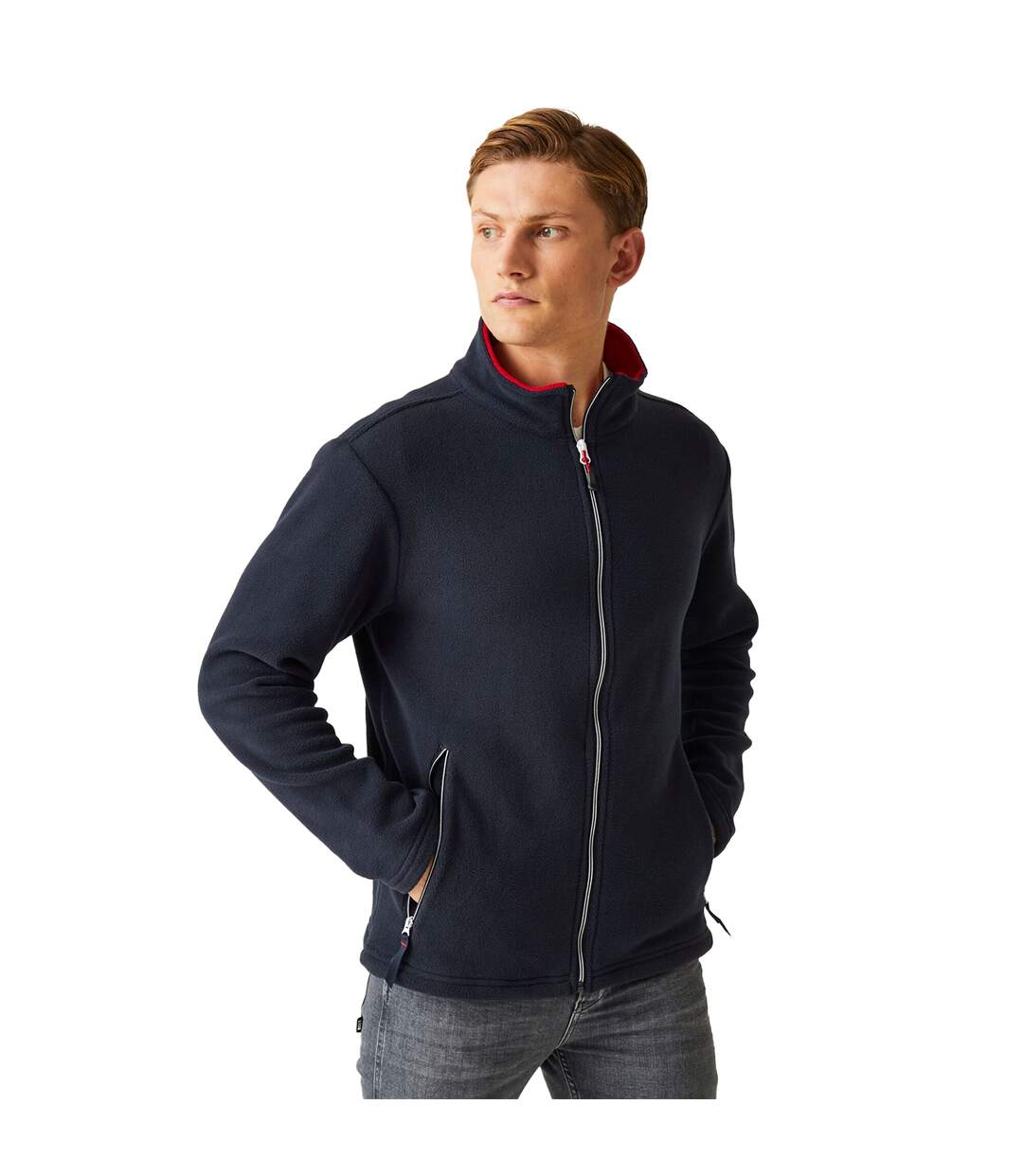 Mens Ascender 250 Fleece Jacket Navy Classic Red Regatta-2