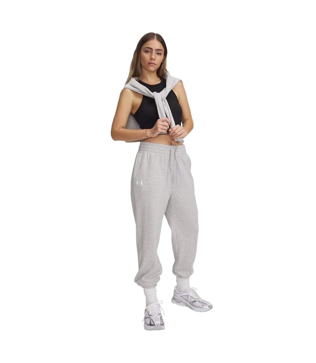 Womens/ladies Rival Terrycloth Joggers Frost Gray Under Armour-4